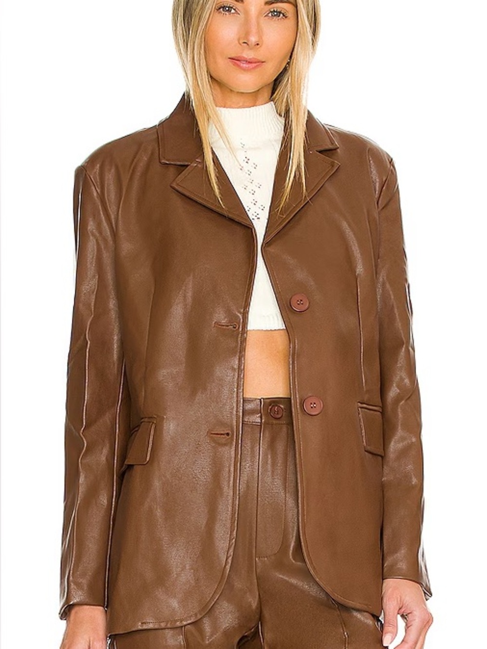 SNDYS Lennox faux leather jacket brown 8